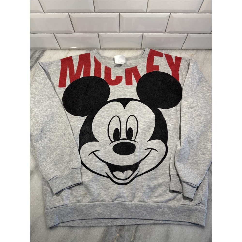 Disney Mickey Mouse Face Women's MSweatshirt - Red Mickey‎ WritingGW057